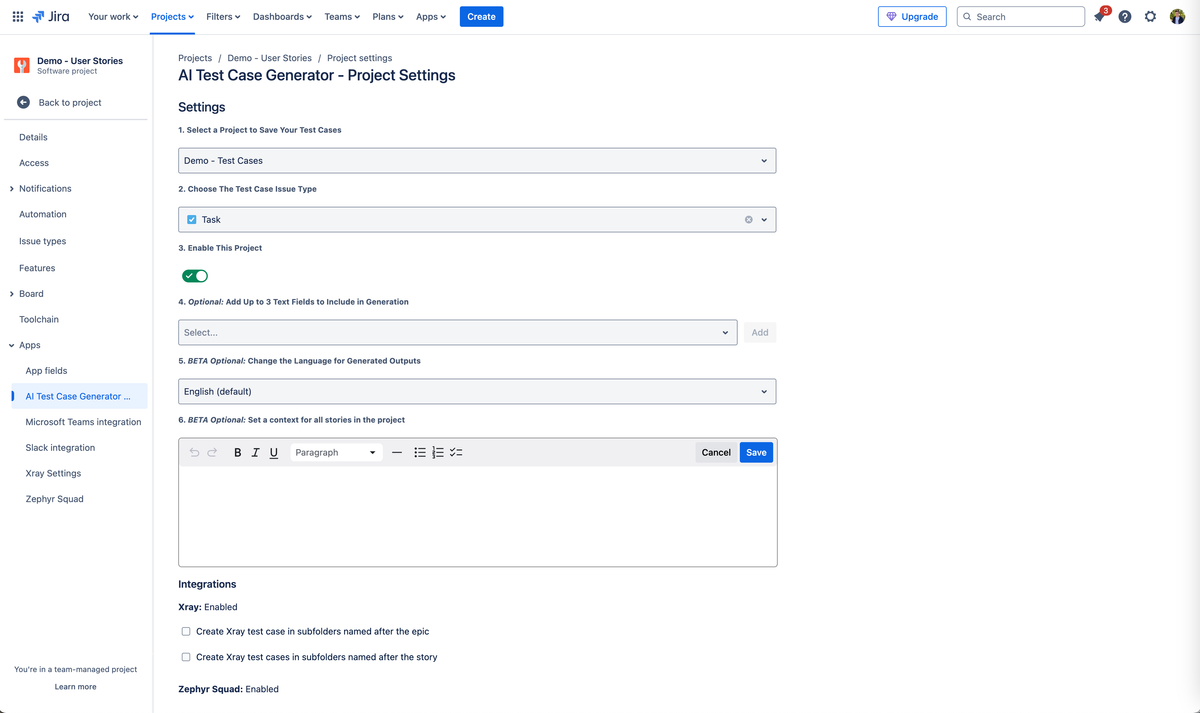 Enhancing AI-Generated Test Cases in Jira with Project Knowledge